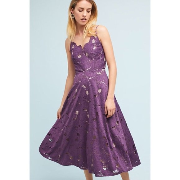 Anthropologie Dresses & Skirts - Anthropologie Purple Scalloped Lace Midi Dress